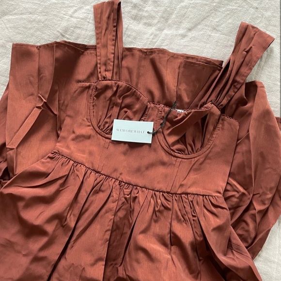 WeWoreWhat Corset Midi Dress | Smoked Paprika, Rust, Burnt Orange | Size 6 - Picture 3 of 3